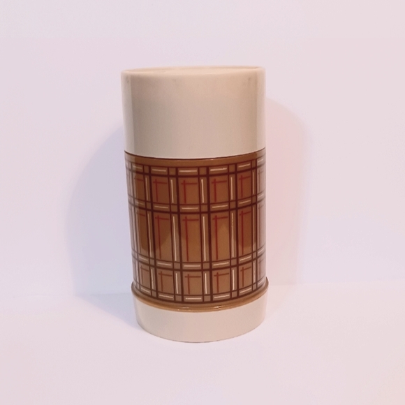 Alladin Best Buy 70's Vacuum Bottle Brown Plaid 14 oz. Thermos - Picture 2 of 3